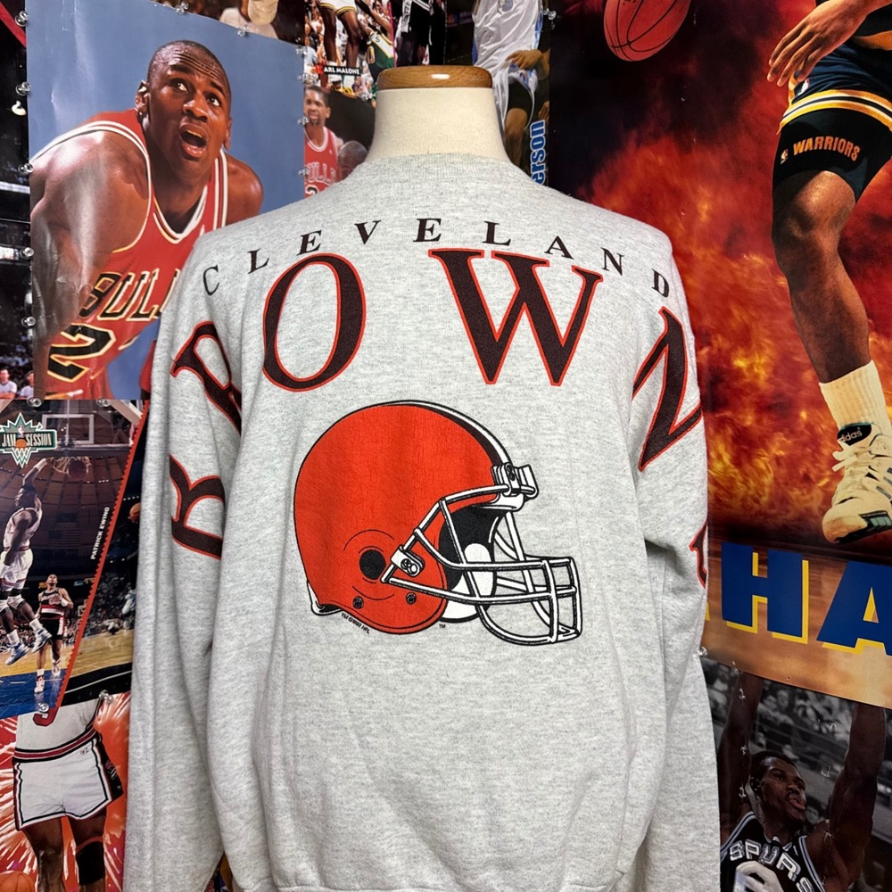 Vintage 90s Cleveland Browns Spellout Oneita NFL Sweatshirt Mens XL